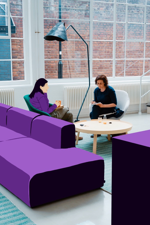 Sesión terapéutica con dos mujeres, como trabajamos, Red Izcalli